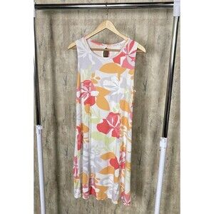 Fresh Produce Floral Dress Small Multicolor Keyhole Stretch Beach Natural